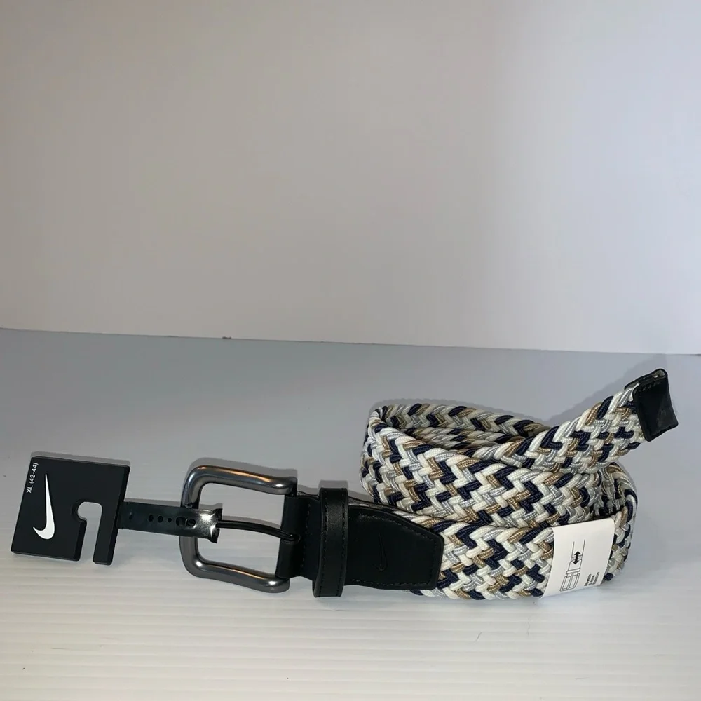 Nike Men’s Belt Woven Stretch Size XL (42-44) Navy / White / Grey / Black NWT